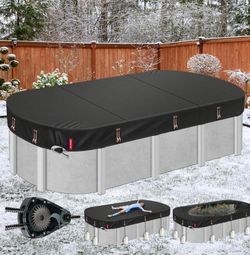 QH.HOME Winter Oval Pool Cover for 16x32 Ft Steel Wall Oval Pool,