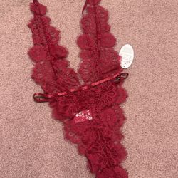 New Small Lace Stretchy Bodysuit Lingerie 