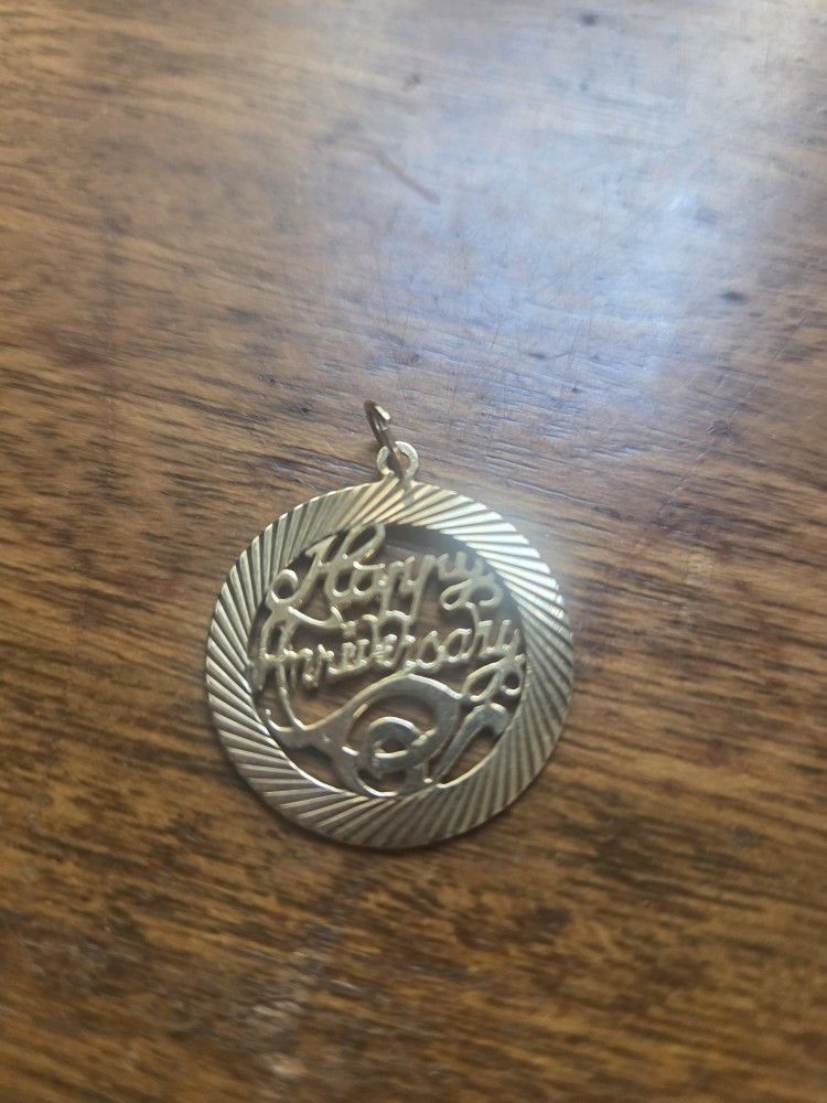 Happy Anniversary Pendant 14k Gold
