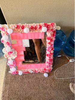 Mirror with motivational stickers