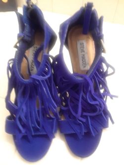 Steve Madden blue suede heels with fringes like new size 6 and 1/2 $15