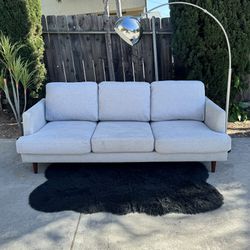 Modern Mid Century 7' 6" Contemporary Grey Couch Sofa 