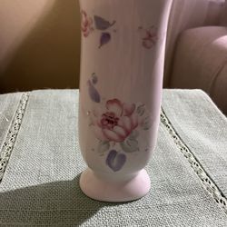 Vintage FTD 1992 Especially For You White Vase with Pink Flowers 