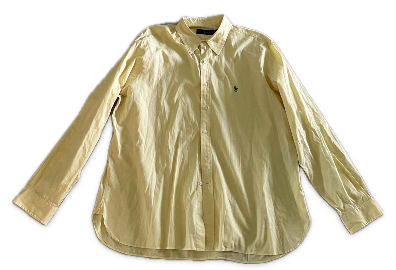 Ralph Lauren Shirt Mens 18/46 Yellow Long Sleeve Button-Down Classic Fit XL