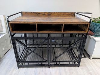 Large Dog kennel crate media stand storage