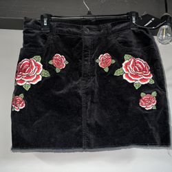 Corduroy Floral Skirt 