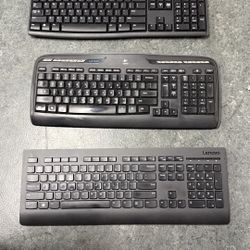 Bundle of 3 Wireless Keyboards – Logitech MK320, Logitech K270, Lenovo