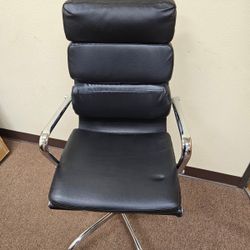 Black Faux Leather High Back Rolling Office Chair