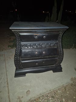 Black Bombay Chest Nightstand 3 Drawers