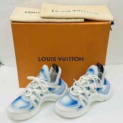 LOUIS VUITTON CALFSKIN LV ARCHLIGHT GRADIENT BLUE SNEAKERS  SIZE 38.5