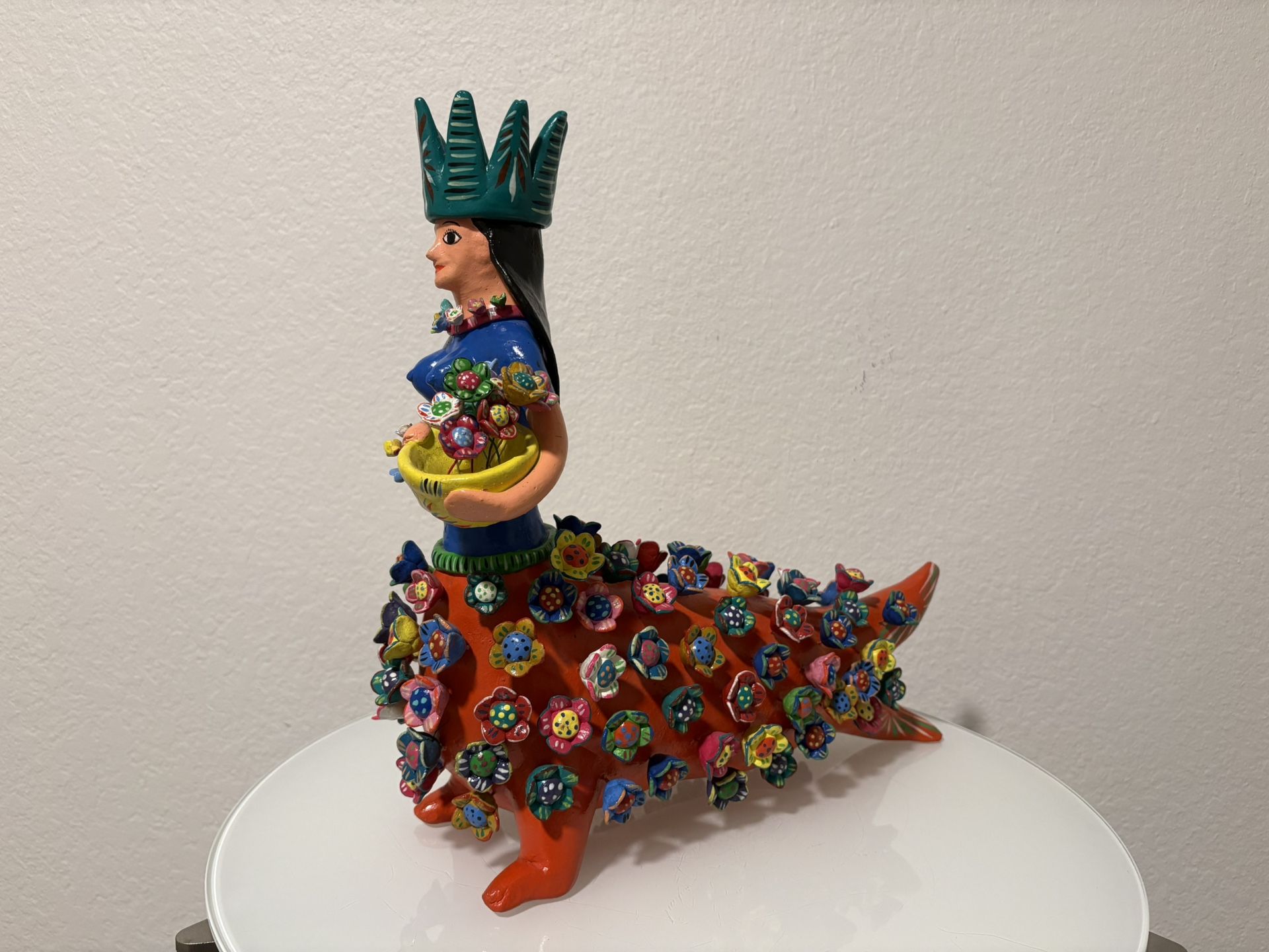 Colorful Mexican Mermaid Sculpture by Ortega