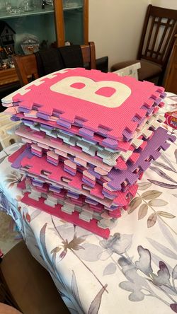 Playmat Floor Mats Foam Padding Playroom pink purple white baby mats