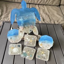 Resin Large Turtle $40 And Coasters $10 Each