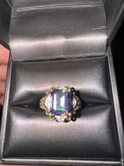 Mystic Topaz Cocktail Ring Gold Tone Setting 10k
