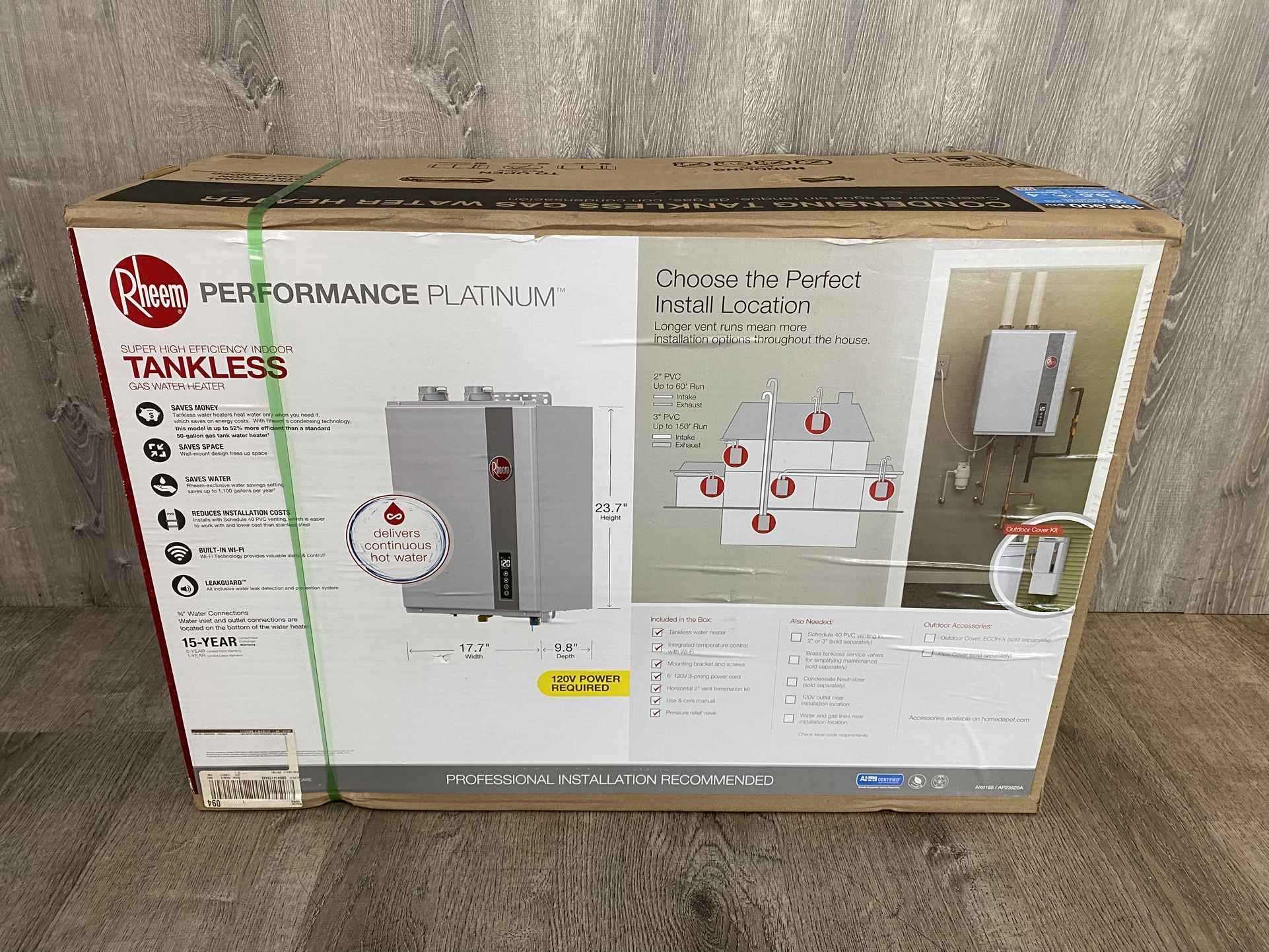 Rheem Performance Platinum 9.5 GPM Indoor/ Outdoor Smart Tankless Natural Gas Water Heater