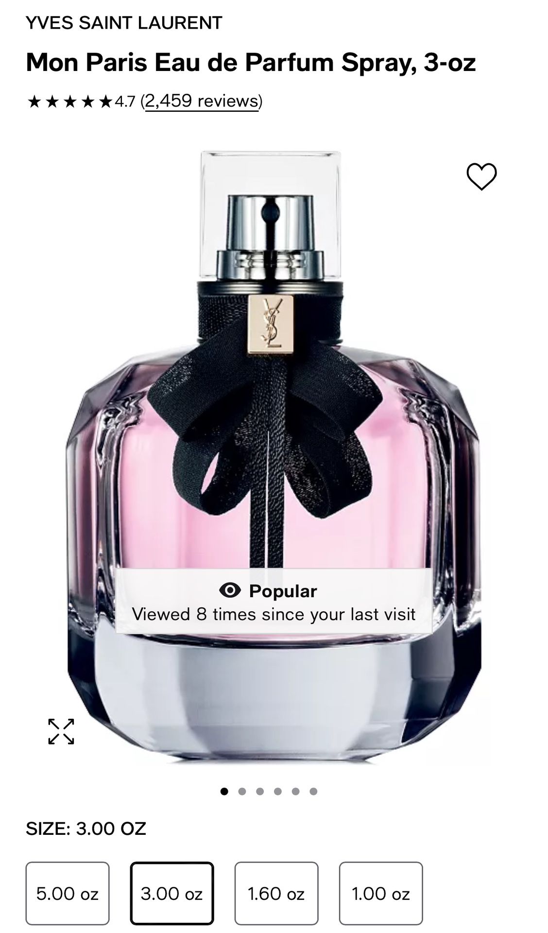 Brand New YSL Mon Paris Parfum Floral 3 Fl Oz. for Women