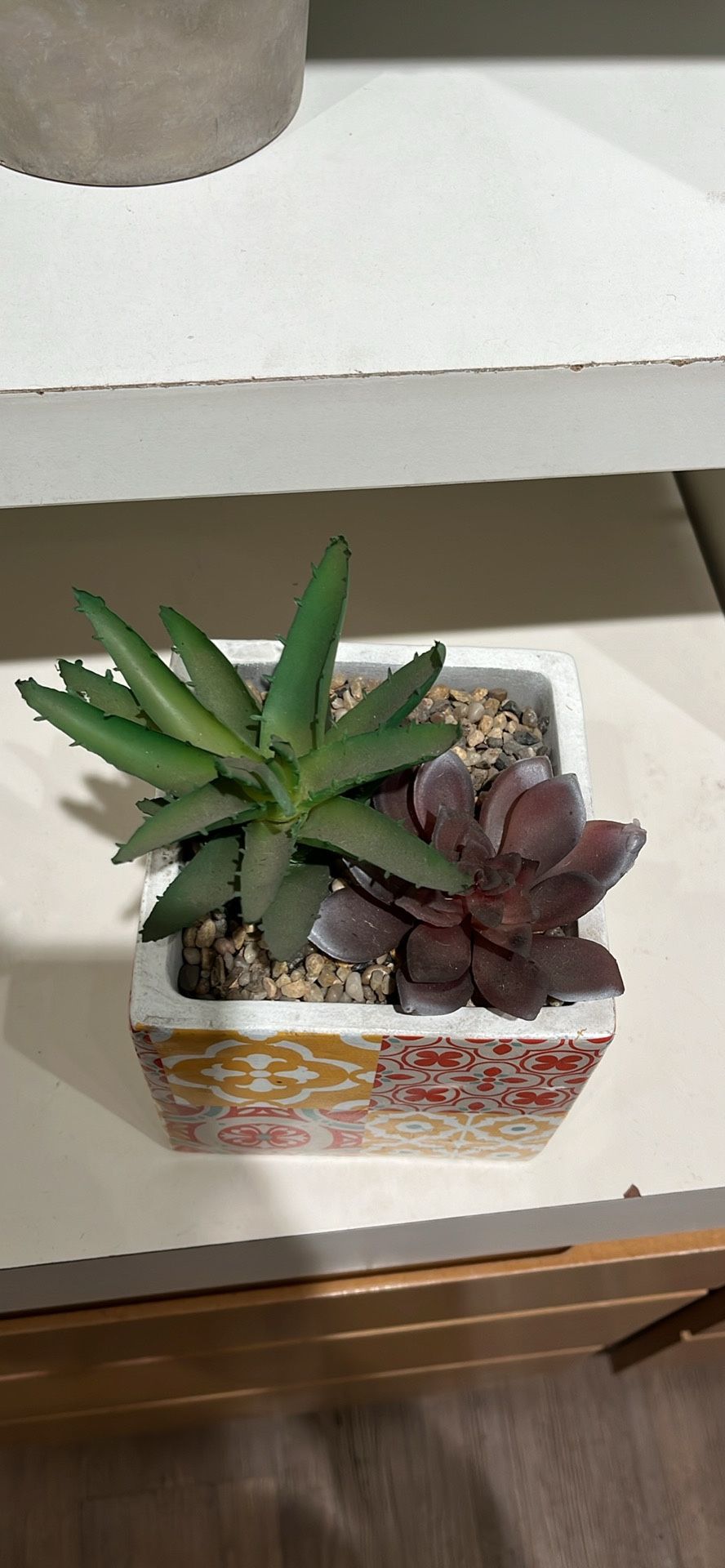 Faux Succulent Square Planter