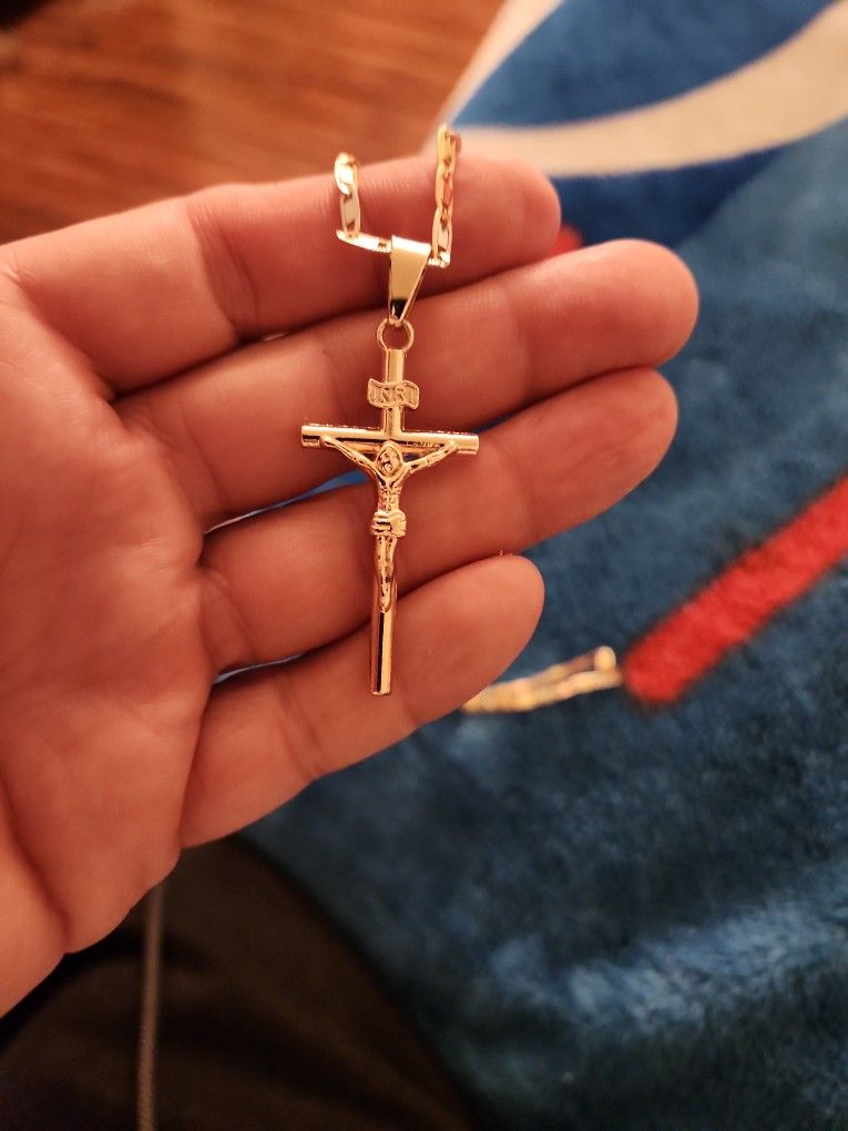 Cross And Chain Gold Plated 