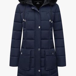 MOERDENG Women's Waterproof Long Winter Coat Thickened Down Alternative Warm Puffer Small Jacket