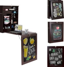 Floating Desk with Chalkboard — Wall-Mounted