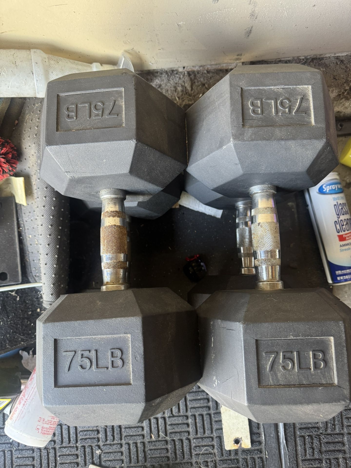 75lbs pair of rubber hex dumbbells