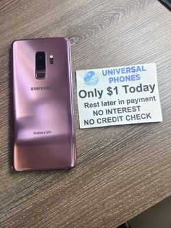 Samsung Galaxy S9+ 64gb  Unlocked, FREE Smartwach/ Headphones. Pay $1 Today Rest in payments. NO CREDIT NEEDED FINANCING