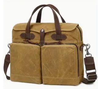 Filson Like Waxed Canvas Rugged Briefcase Messenger Bag Tan NEW