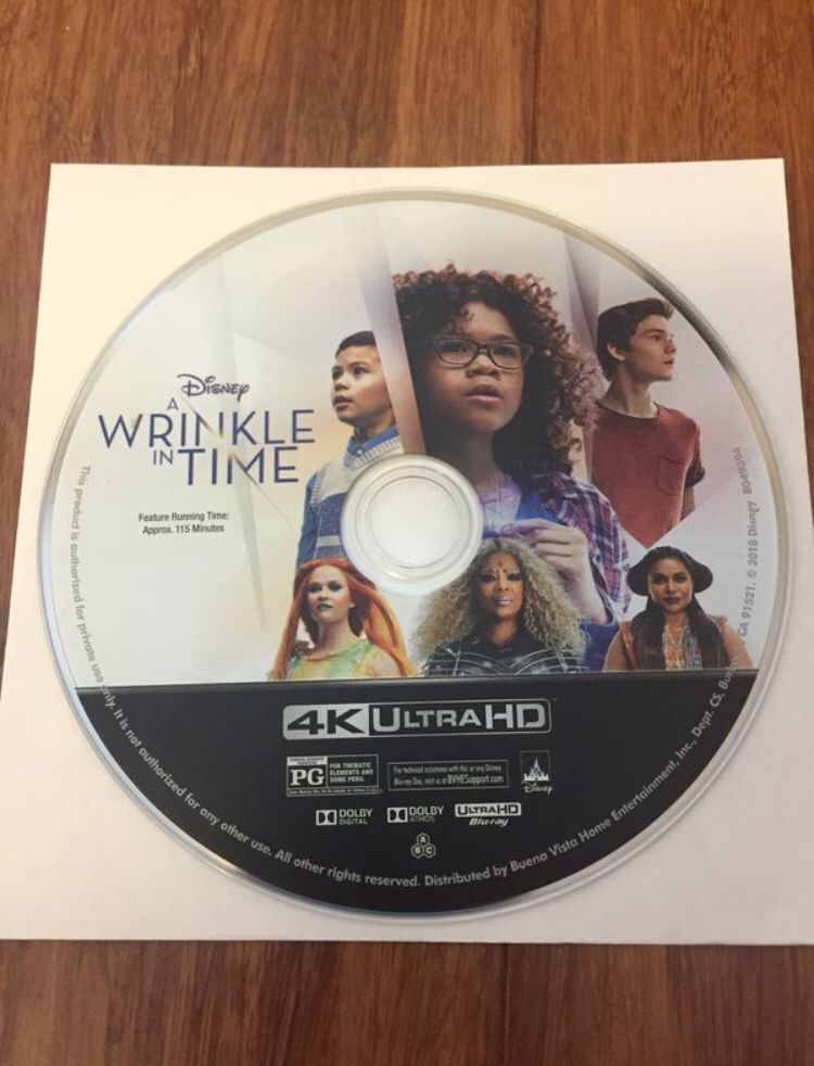 Disney A Wrinkle In Time Movie 4K disc only
