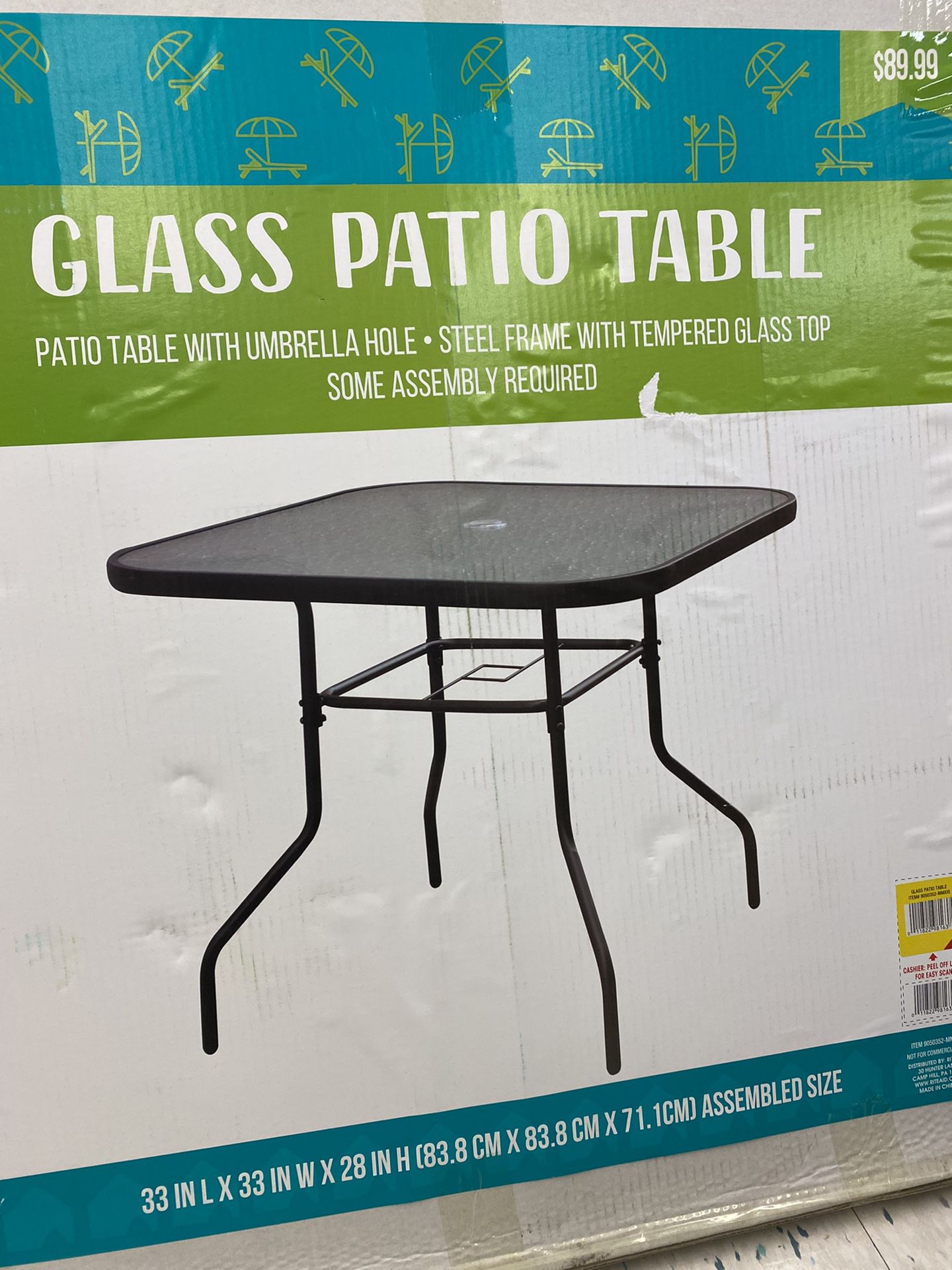 Glass Patio Table (already Assembled ) with Two Side Tables