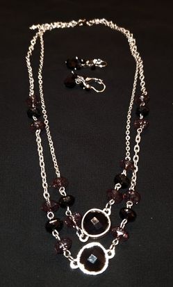 Black Onyx and Silver Necklace Set 