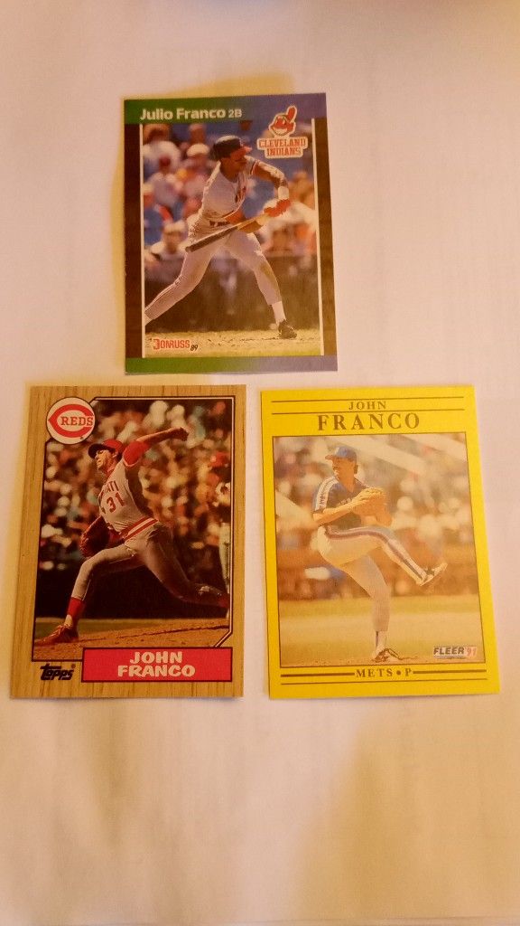 Julio & John Franco Baseball Trading Cards 3pc
