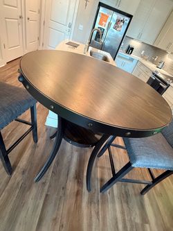 Round Bar Height Dining Table with 2 Stools