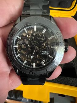 Invicta Skeleton Dial Black Stainless Steel Watch