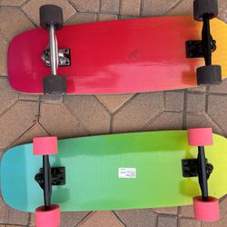 Two long board skateboards