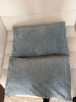 pottery Barn blue denim pillows decorative w/ insert set of 4