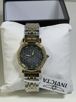 Invicta Wildflower Women's Watch 32mm, 69288 Gold Steel Honeycomb Black Dial NEW