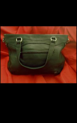 The Sak Black Leather Tote Handbag with Silver Hardware