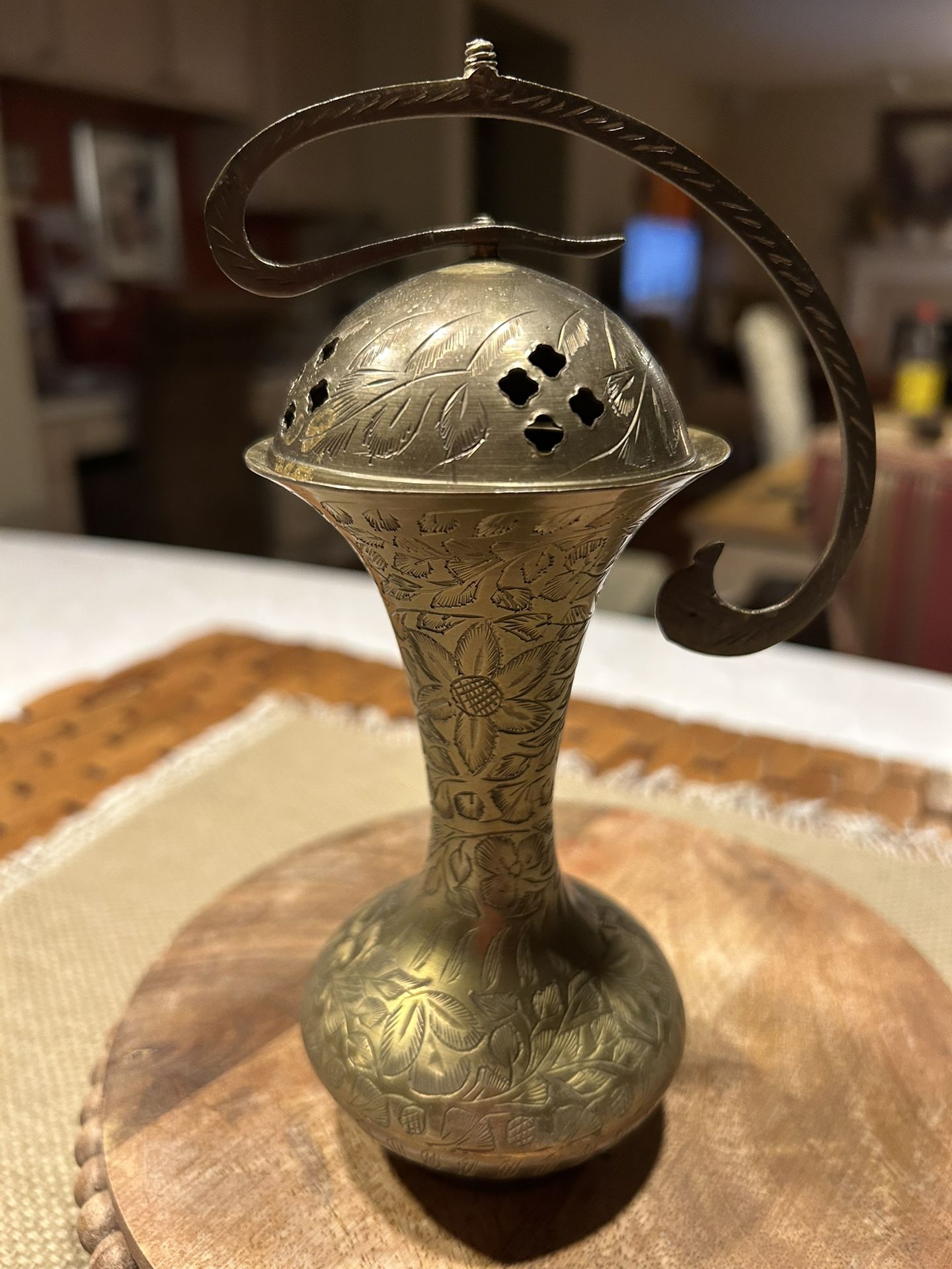 Vintage Brass Etched/Colored Vases