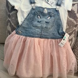 NEW OSHKOSH OVERALL DRESS SUPER CUTE WITH SHIRT 