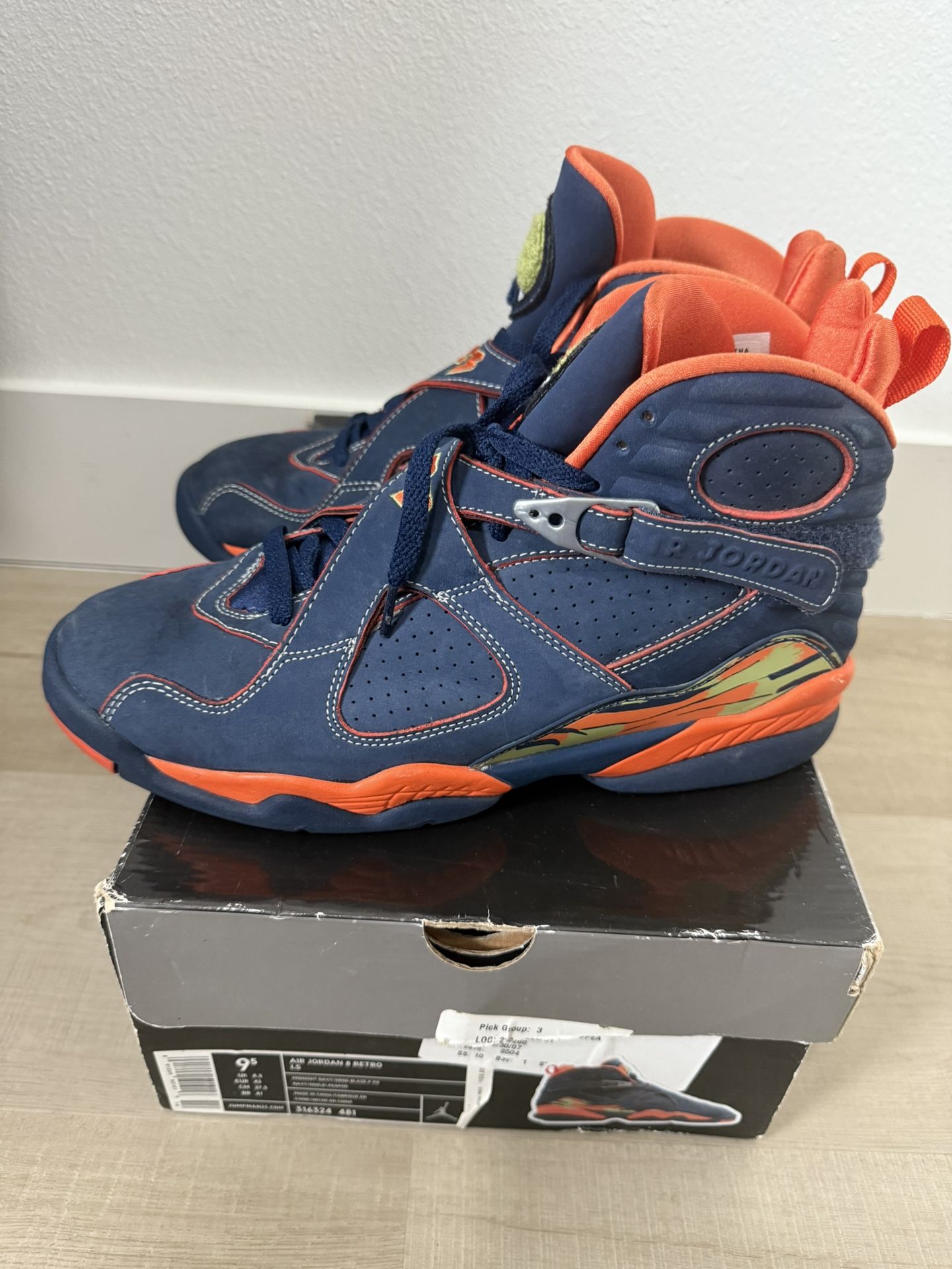 Nike Air Jordan 8 Retro LS Pea Pods 2007 Sz 9.5