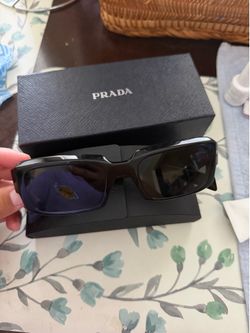 Prada Black Rectangular Sunglasses with Box