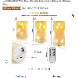 Flameless Flickering Candle, Pillar Candle,with Embedded String Lights,3 Pack LED Romantic Candle with Remote Control, Battery Operated