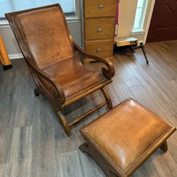 Beautiful Bent Wood Leather Chair With Ottoman