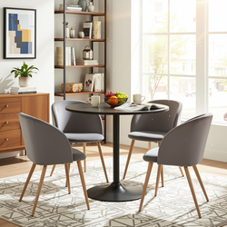 Homy Casa Clift 5PC Dining Set 31.5” Black Round Table with 4 Ynez Chairs
