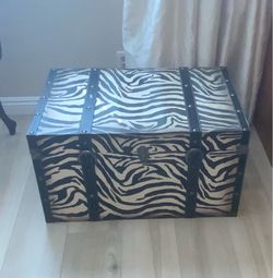 Large Zebra Print Footlocker Trunk