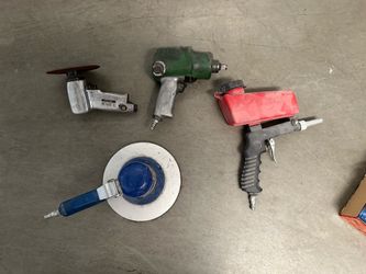 Air Tool Lot – Impact Wrench, Blue-Point DA Sander, Ingersoll Rand Cut-Off Tool & Sandblaster