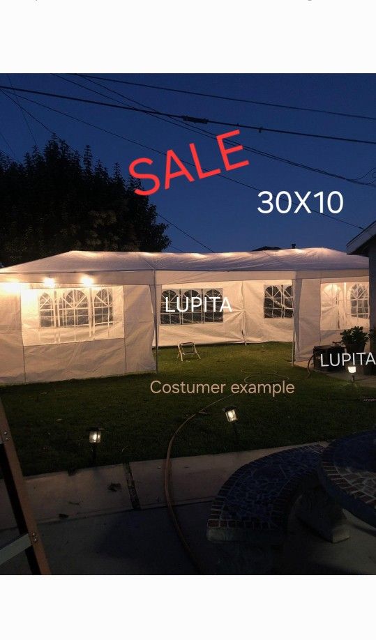 10x30 White Gazebo Wedding Party Tent Canopy With 6 Windows & 2 Sidewalls -8 (FOR SALE) Carpa