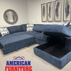 Navy Blue Sofa Sectional Sleeper