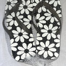 Sandals (Black) White Flowers