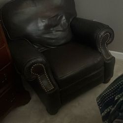 All Leather Recliner Dark Brown